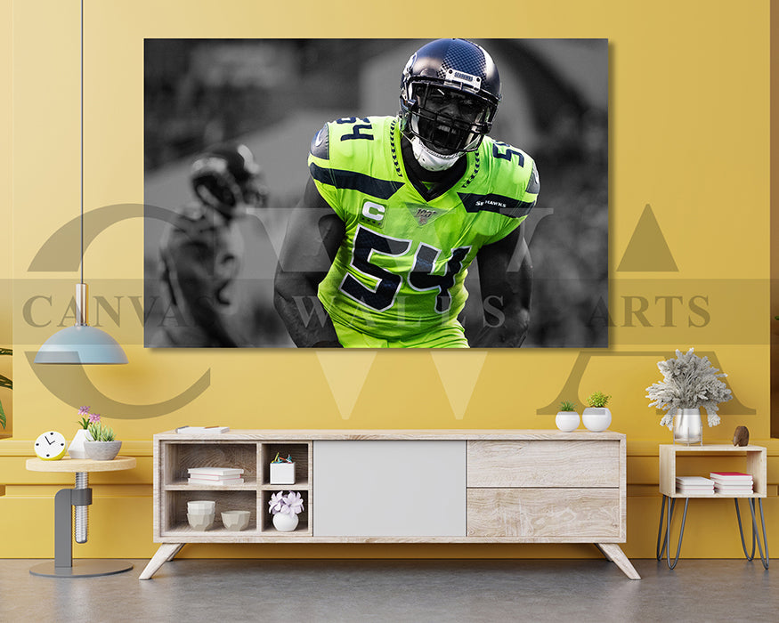 Bobby Wagner Black & White Canvas Art American Football Canvas Wall Art