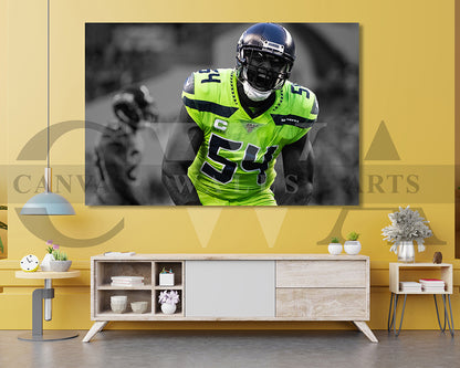 Bobby Wagner Black & White Canvas Art American Football Canvas Wall Art