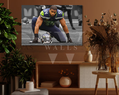 Bobby Wagner Black & White Canvas Art American Football Canvas Wall Art