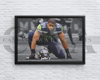 Bobby Wagner Black & White Canvas Art American Football Canvas Wall Art