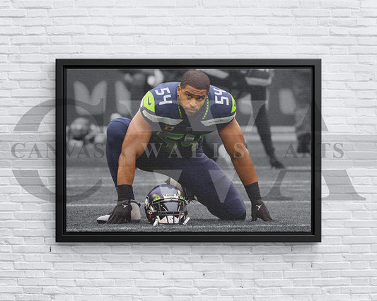 Bobby Wagner Black & White Canvas Art American Football Canvas Wall Art