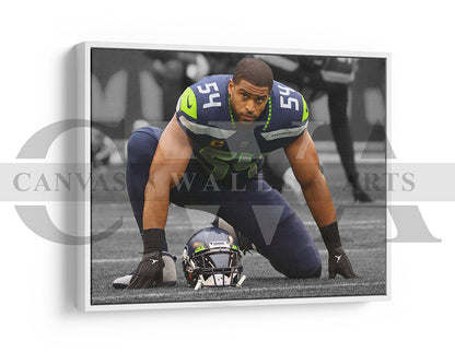 Bobby Wagner Black & White Canvas Art American Football Canvas Wall Art
