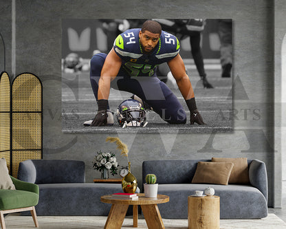 Bobby Wagner Black & White Canvas Art American Football Canvas Wall Art