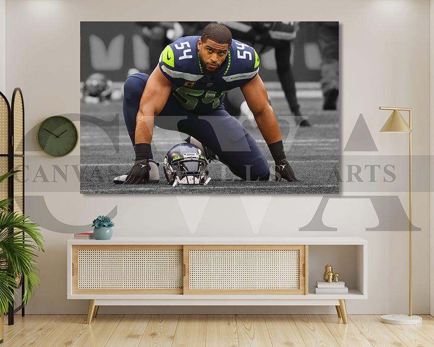 Bobby Wagner Black & White Canvas Art American Football Canvas Wall Art