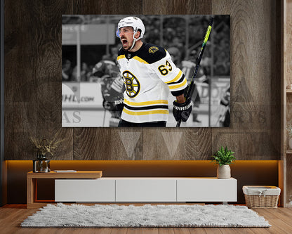 Brad Marchand Black & White Canvas Art Ice hockey Canvas Wall Art