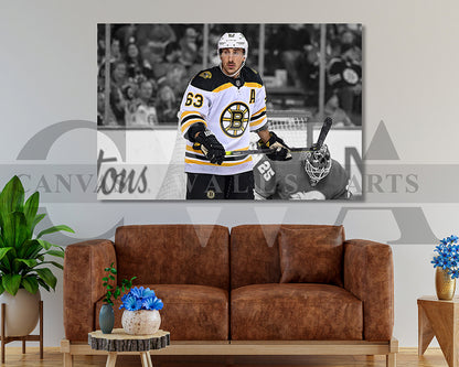 Brad Marchand Black & White Canvas Art Ice hockey Canvas Wall Art