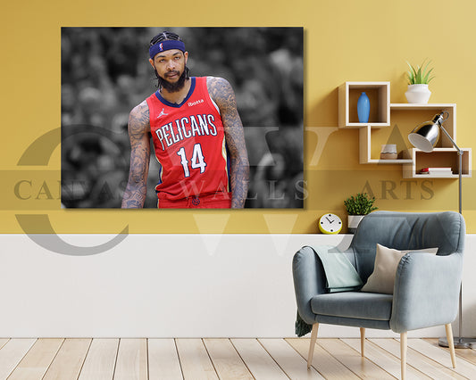 Brandon Ingram Black & White Canvas Art Basketball Canvas Wall Art