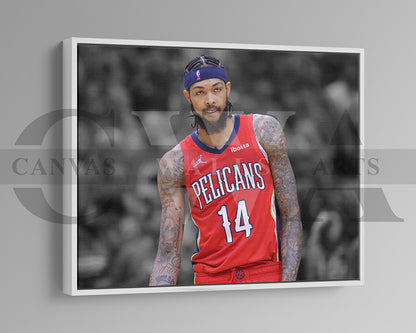 Brandon Ingram Black & White Canvas Art Basketball Canvas Wall Art