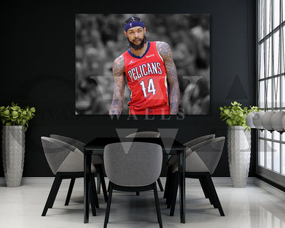 Brandon Ingram Black & White Canvas Art Basketball Canvas Wall Art