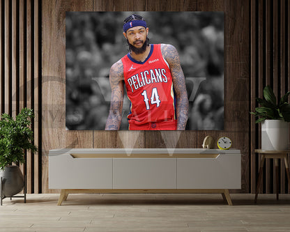 Brandon Ingram Black & White Canvas Art Basketball Canvas Wall Art