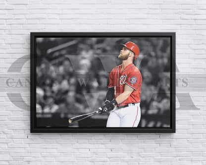 Bryce Harper Black & White Canvas Art Baseball Canvas Wall Art