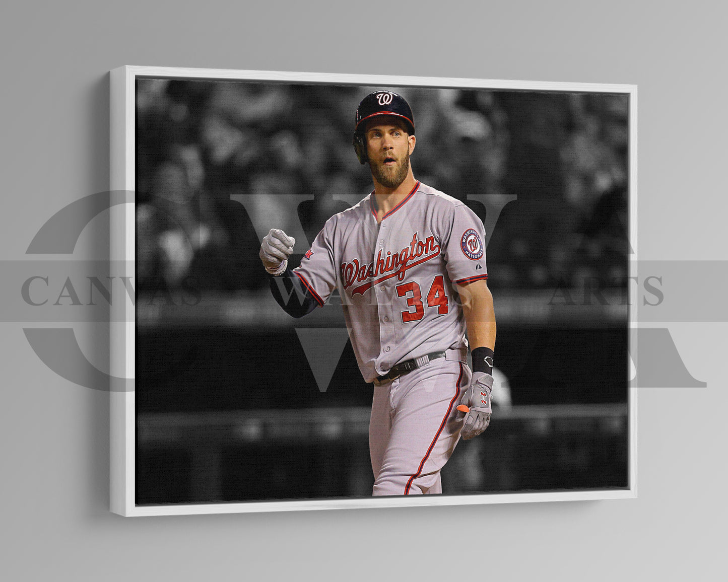 Bryce Harper Black & White Canvas Art Baseball Canvas Wall Art