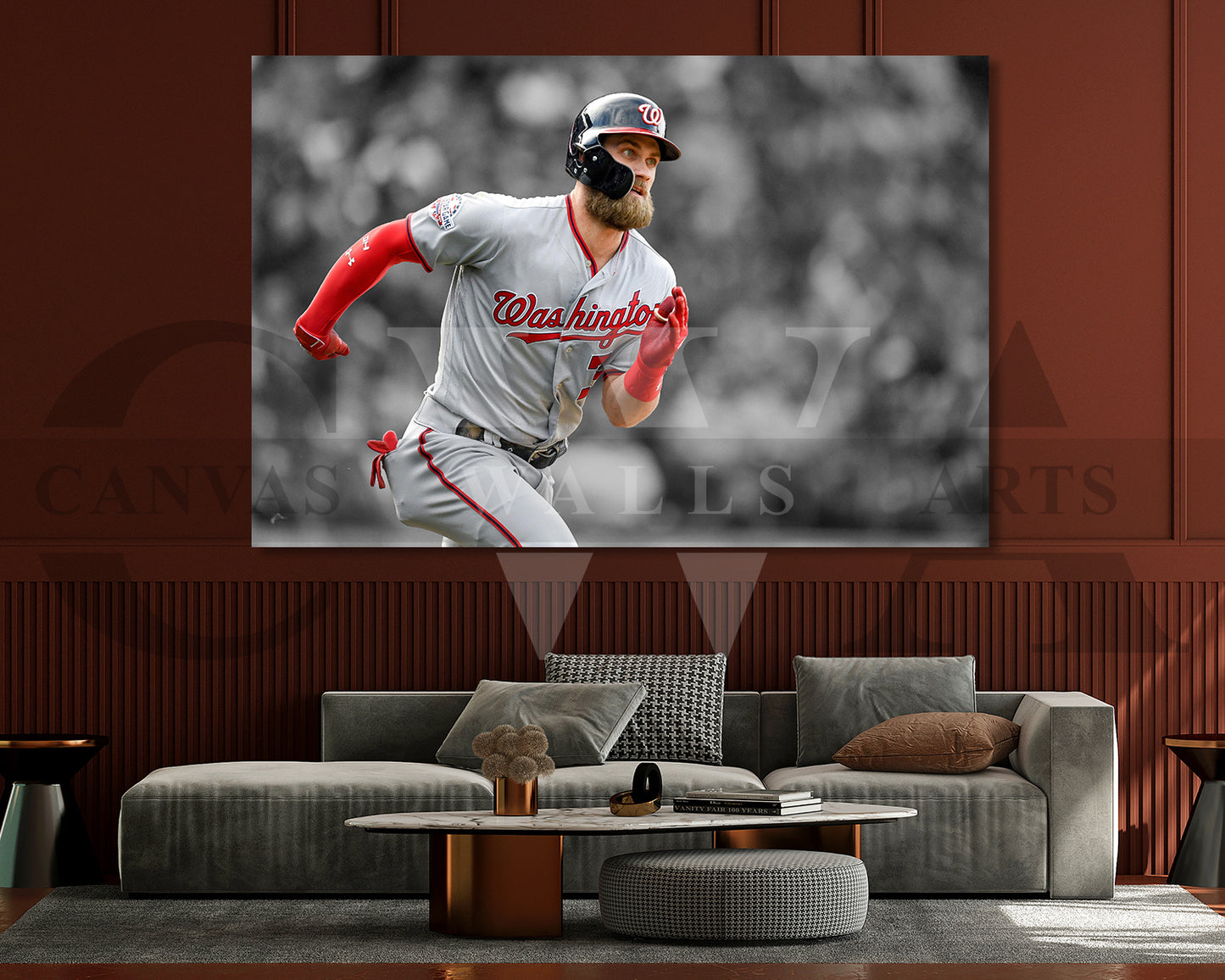 Bryce Harper Black & White Canvas Art Baseball Canvas Wall Art