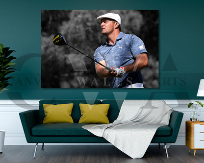 Bryson DeChambeau Black & White Canvas Art Golf Canvas Wall Art