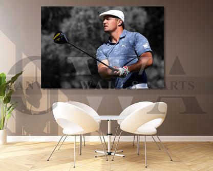 Bryson DeChambeau Black & White Canvas Art Golf Canvas Wall Art