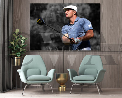 Bryson DeChambeau Black & White Canvas Art Golf Canvas Wall Art