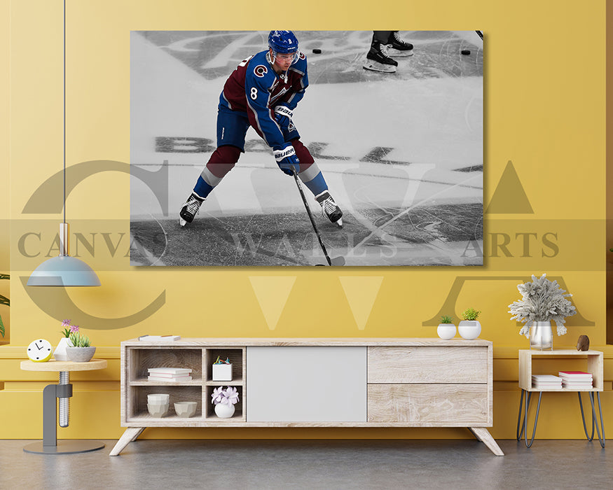 Cale Makar Black & White Canvas Art Ice hockey Canvas Wall Art