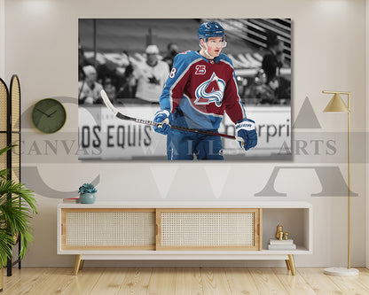 Cale Makar Black & White Canvas Art Ice hockey Canvas Wall Art