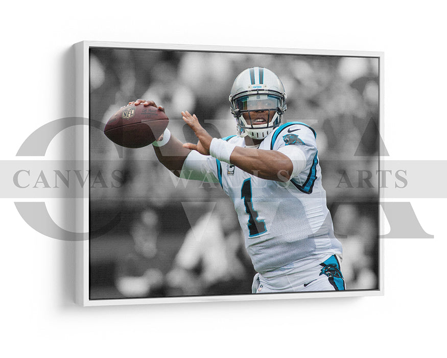 Cam Newton Black & White Canvas Art American Football Canvas Wall Art