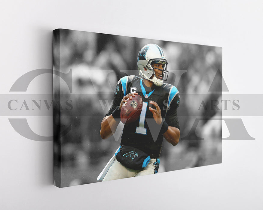 Cam Newton Black & White Canvas Art American Football Canvas Wall Art