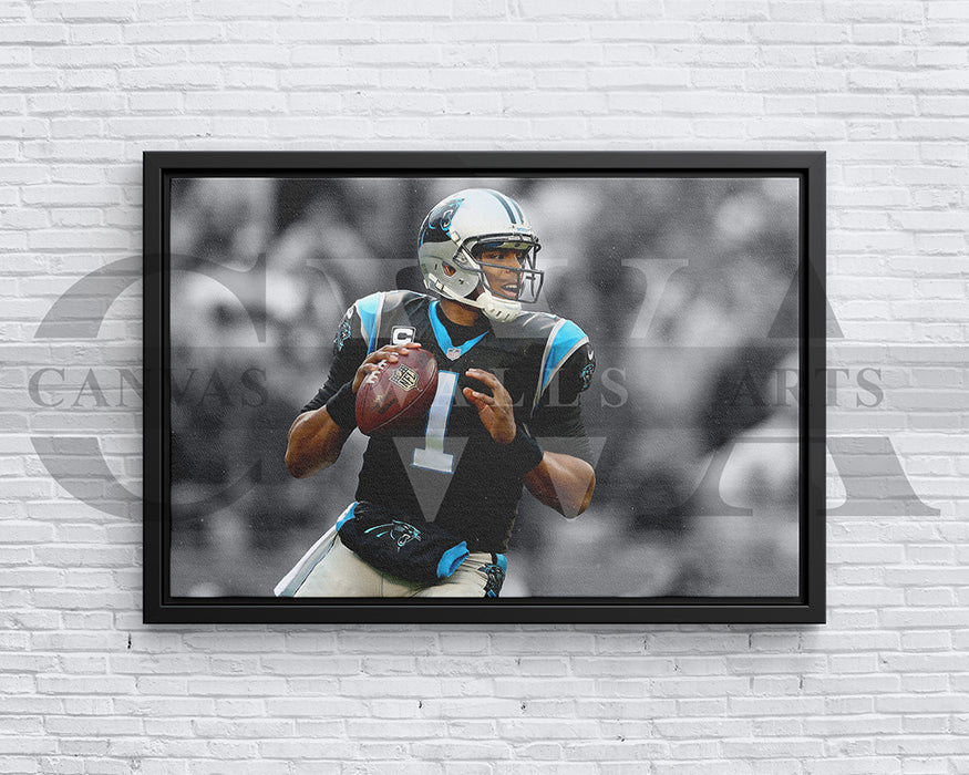Cam Newton Black & White Canvas Art American Football Canvas Wall Art