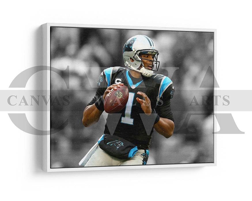 Cam Newton Black & White Canvas Art American Football Canvas Wall Art