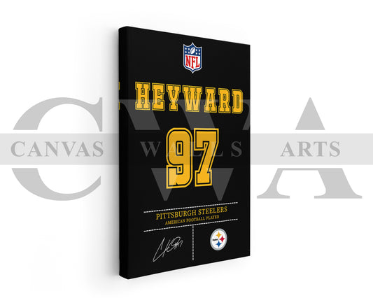Cameron Heyward Canvas Wall Art - NFL Jersey Poster | Ready to Hang Sports Canvas Print