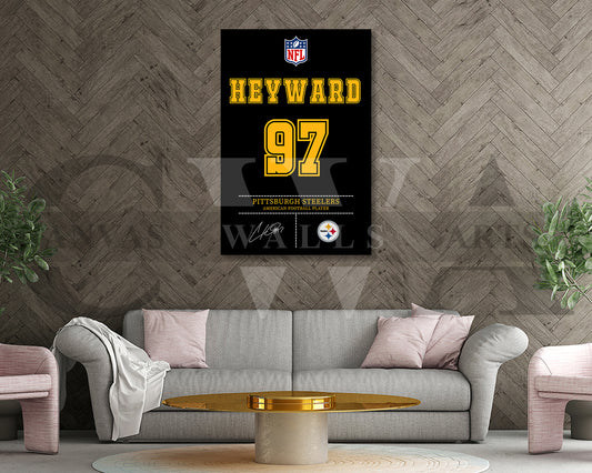 Cameron Heyward Canvas Wall Art - NFL Jersey Poster | Ready to Hang Sports Canvas Print
