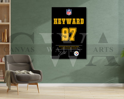 Cameron Heyward Canvas Wall Art - NFL Jersey Poster | Ready to Hang Sports Canvas Print