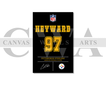 Cameron Heyward Canvas Wall Art - NFL Jersey Poster | Ready to Hang Sports Canvas Print
