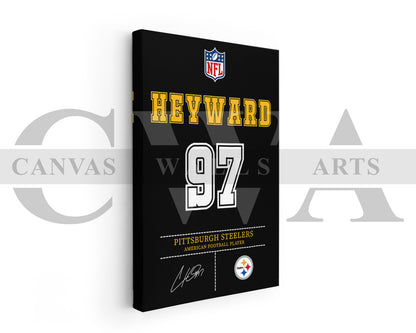 Cameron Heyward Canvas Wall Art - NFL Jersey Poster | Ready to Hang Sports Canvas Print