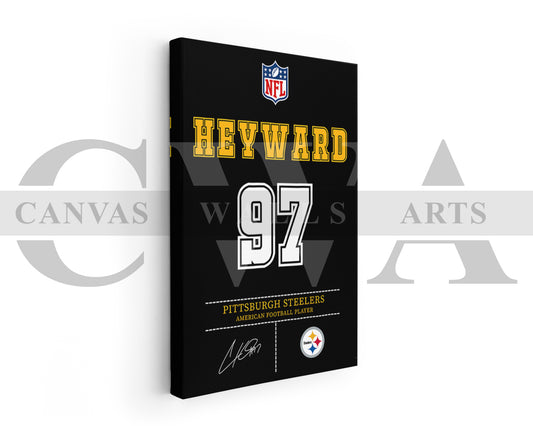 Cameron Heyward Canvas Wall Art - NFL Jersey Poster | Ready to Hang Sports Canvas Print