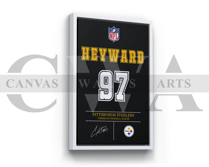 Cameron Heyward Canvas Wall Art - NFL Jersey Poster | Ready to Hang Sports Canvas Print