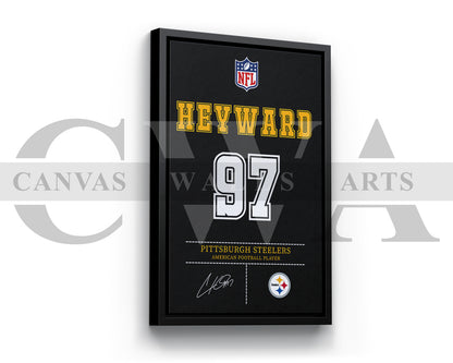 Cameron Heyward Canvas Wall Art - NFL Jersey Poster | Ready to Hang Sports Canvas Print