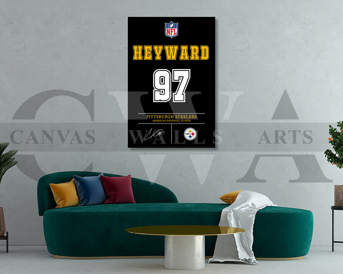 Cameron Heyward Canvas Wall Art - NFL Jersey Poster | Ready to Hang Sports Canvas Print
