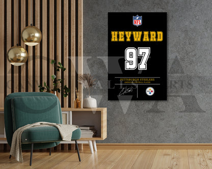Cameron Heyward Canvas Wall Art - NFL Jersey Poster | Ready to Hang Sports Canvas Print