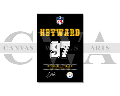Cameron Heyward Canvas Wall Art - NFL Jersey Poster | Ready to Hang Sports Canvas Print