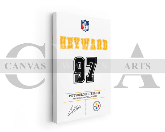 Cameron Heyward Canvas Wall Art - NFL Jersey Poster | Ready to Hang Sports Canvas Print