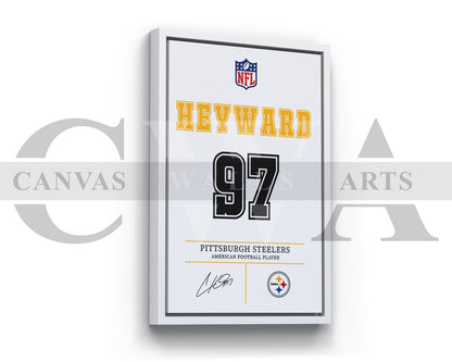 Cameron Heyward Canvas Wall Art - NFL Jersey Poster | Ready to Hang Sports Canvas Print