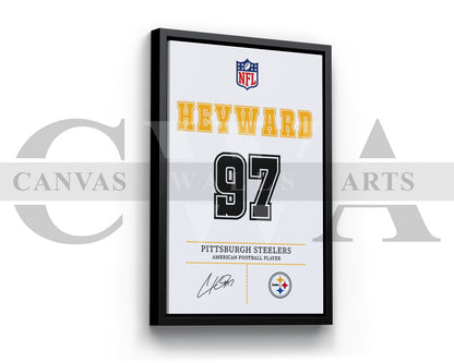 Cameron Heyward Canvas Wall Art - NFL Jersey Poster | Ready to Hang Sports Canvas Print