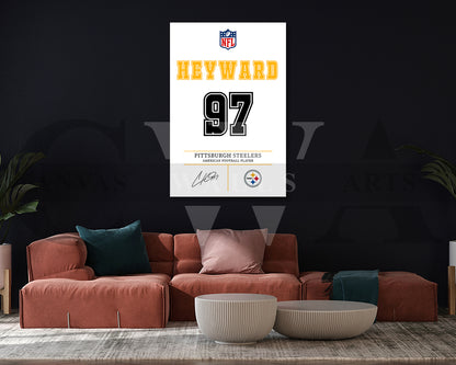 Cameron Heyward Canvas Wall Art - NFL Jersey Poster | Ready to Hang Sports Canvas Print