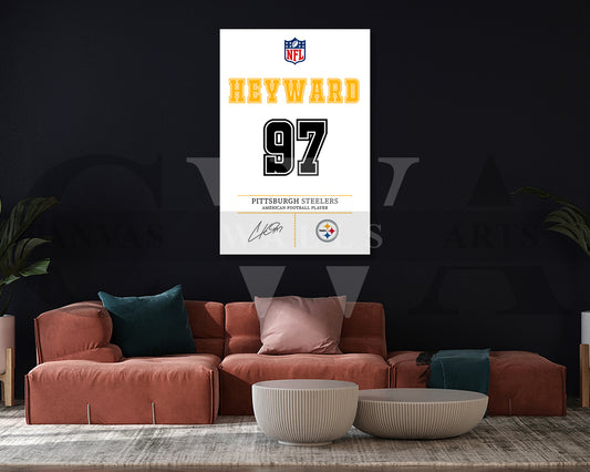 Cameron Heyward Canvas Wall Art - NFL Jersey Poster | Ready to Hang Sports Canvas Print
