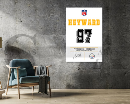 Cameron Heyward Canvas Wall Art - NFL Jersey Poster | Ready to Hang Sports Canvas Print