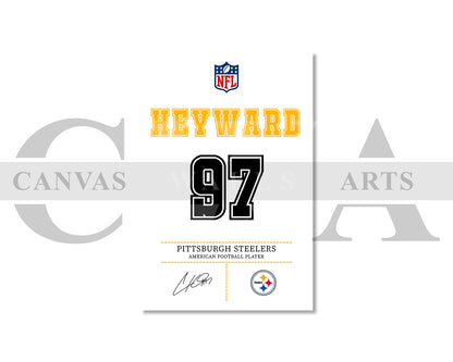 Cameron Heyward Canvas Wall Art - NFL Jersey Poster | Ready to Hang Sports Canvas Print