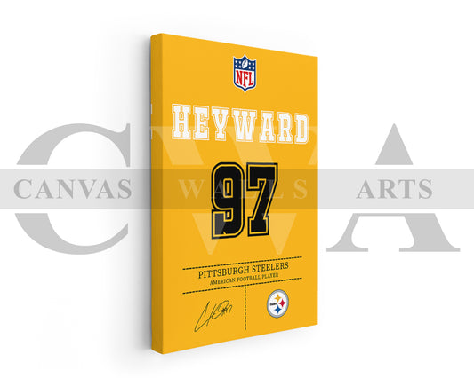 Cameron Heyward Canvas Wall Art - NFL Jersey Poster | Ready to Hang Sports Canvas Print