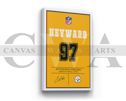 Cameron Heyward Canvas Wall Art - NFL Jersey Poster | Ready to Hang Sports Canvas Print