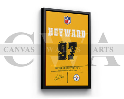 Cameron Heyward Canvas Wall Art - NFL Jersey Poster | Ready to Hang Sports Canvas Print