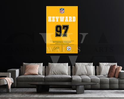 Cameron Heyward Canvas Wall Art - NFL Jersey Poster | Ready to Hang Sports Canvas Print