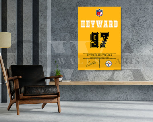 Cameron Heyward Canvas Wall Art - NFL Jersey Poster | Ready to Hang Sports Canvas Print
