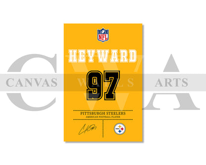 Cameron Heyward Canvas Wall Art - NFL Jersey Poster | Ready to Hang Sports Canvas Print